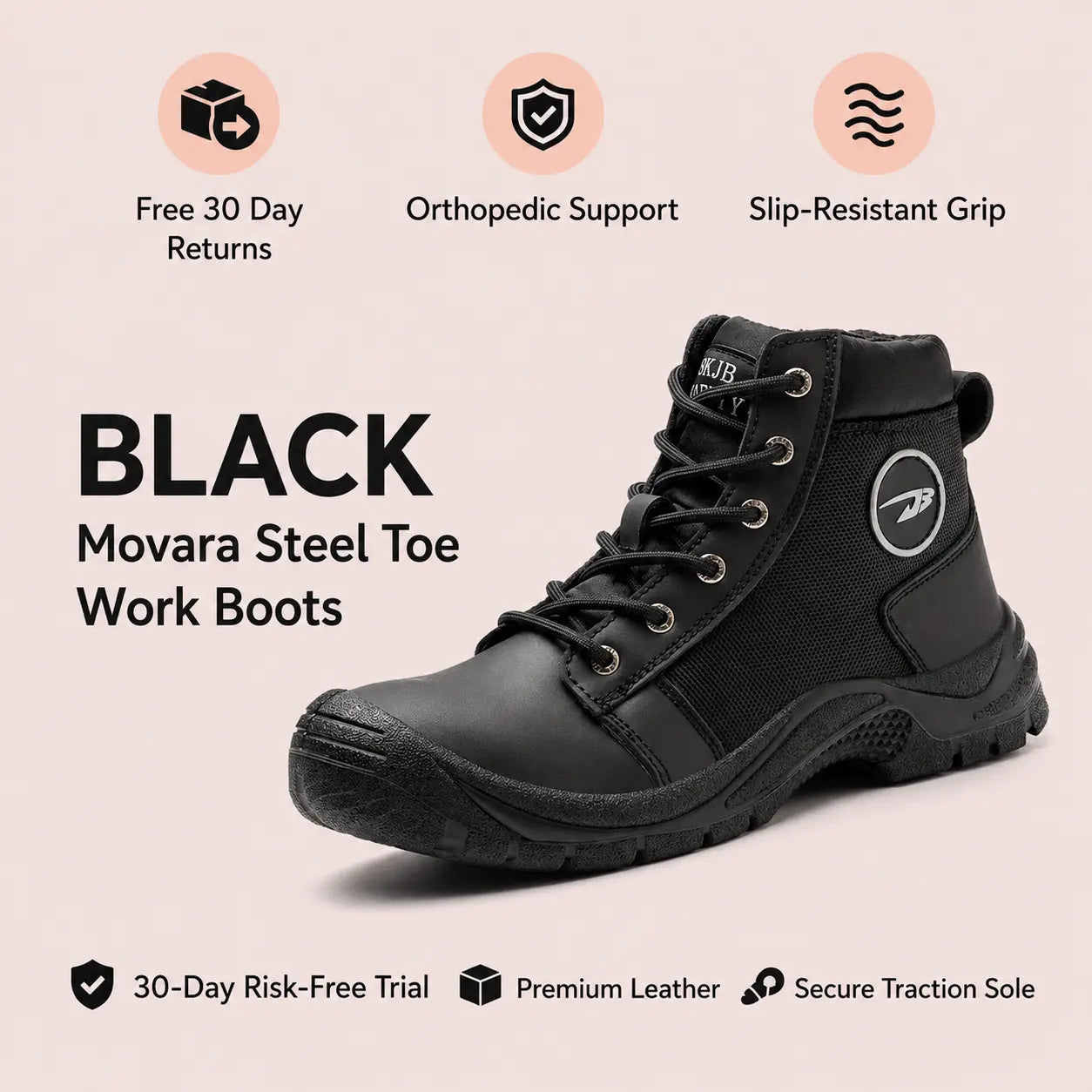 Movara Steel Toe Work Boots