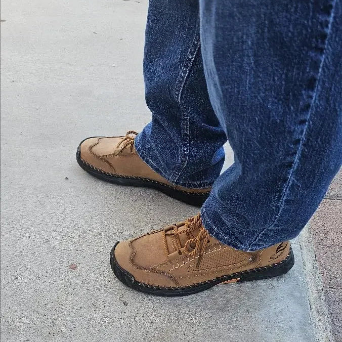 Brown leather boots